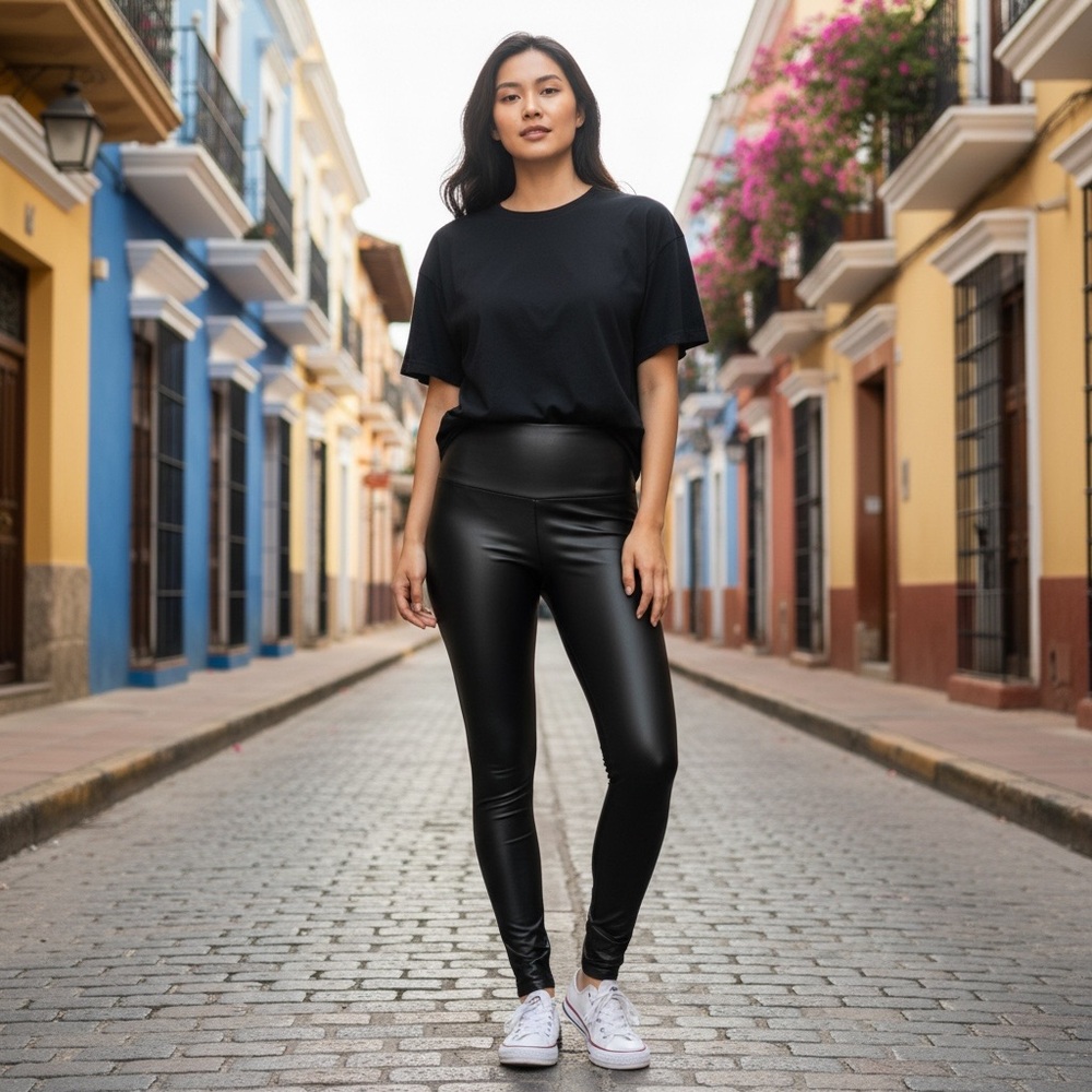 Black Matte Finish High Quality Vegan Leather Leggings!